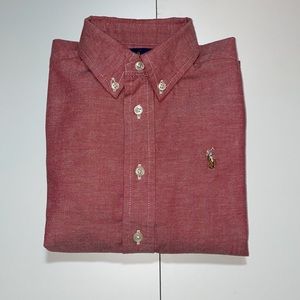 Ralph Lauren Boys Red Oxford Button-Down Shirt Size 4